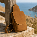 Harbor mini sling bag, Brown leather