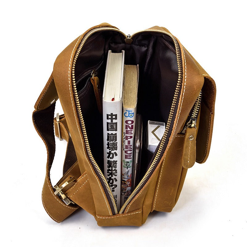 Harbor mini sling bag, Brown leather