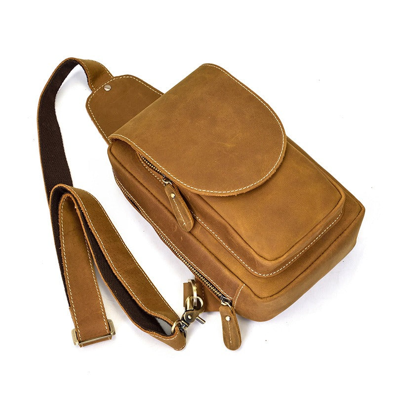 Harbor mini sling bag, Brown leather