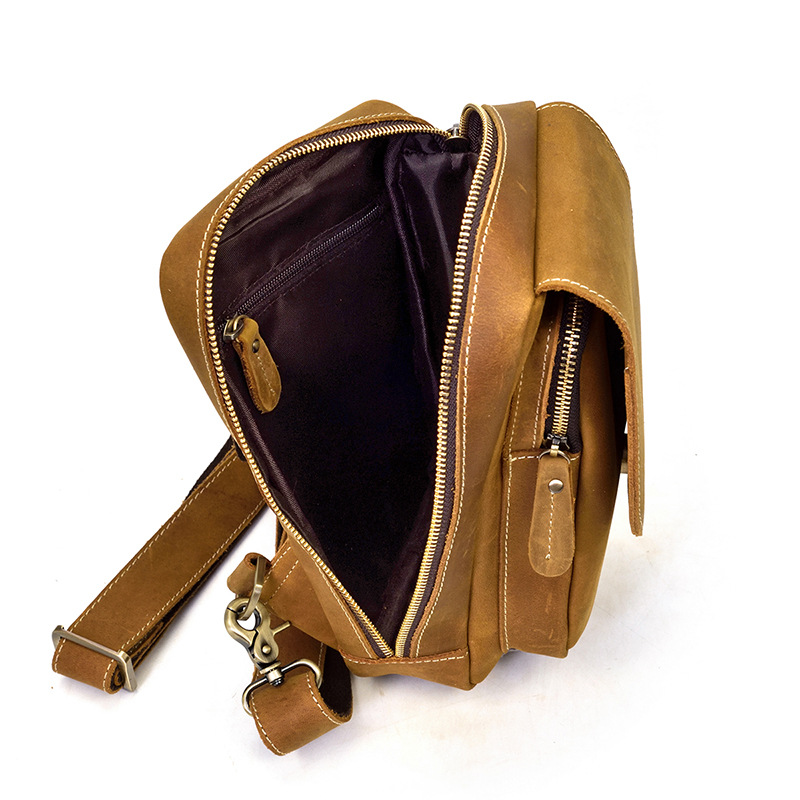 Harbor mini sling bag, Brown leather