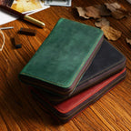 Full-grain leather pen case with elastic pen loops