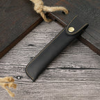 Black distressed leather single pen case