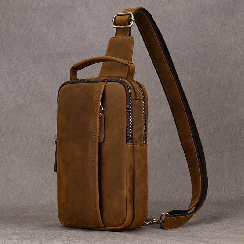 Envoy leather sling pouch, Brown leather