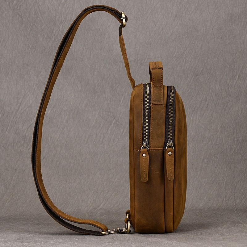 Envoy leather sling pouch, Brown leather