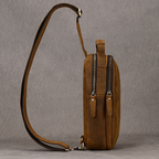 Envoy leather sling pouch, Brown leather