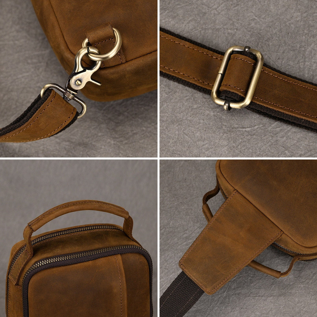 Envoy leather sling pouch, Brown leather