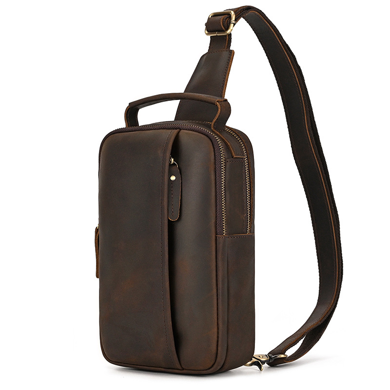 Envoy leather sling pouch, Dark Brown leather