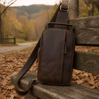 Envoy leather sling pouch, Dark Brown leather
