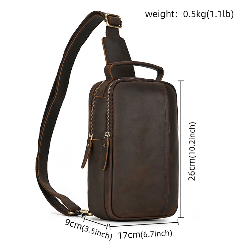 Envoy leather sling pouch, Dark Brown leather
