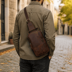 Envoy leather sling pouch, Vintage Brown leather