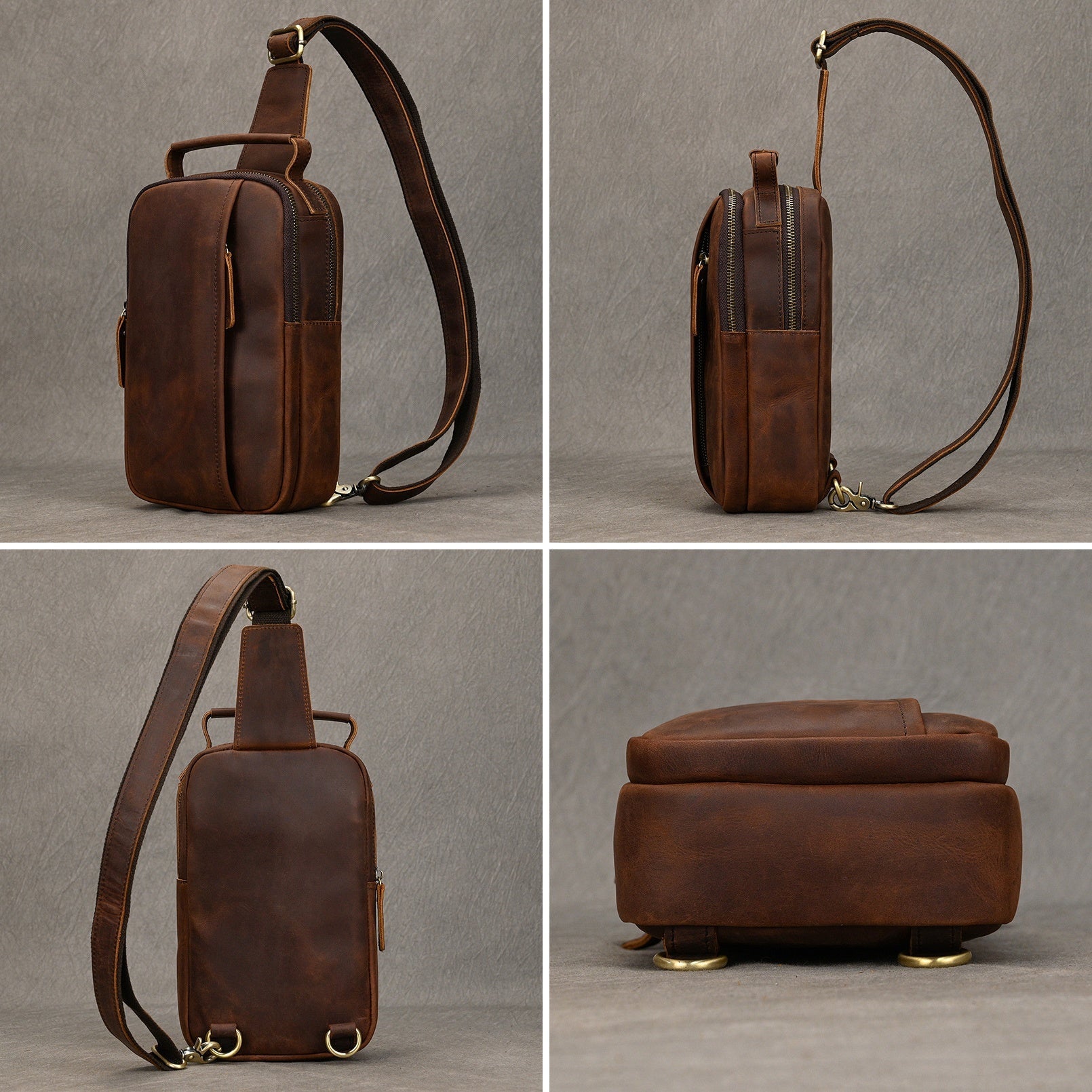 Envoy leather sling pouch, Vintage Brown leather