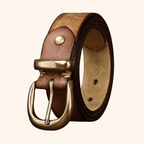 Yellow brown men's leather belt buckle detail