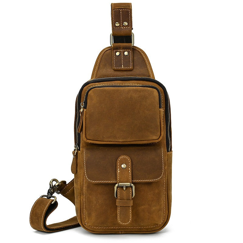 Drover utility sling bag, Brown leather