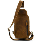 Drover utility sling bag, Brown leather