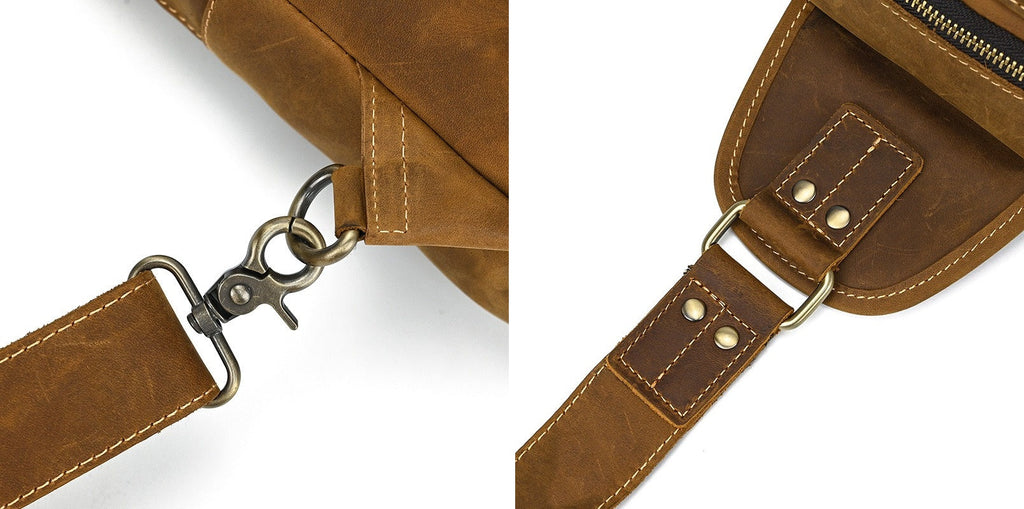 Drover utility sling bag, Brown leather