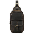 Drover utility sling bag, Dark Brown leather