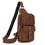 Drover utility sling bag, Red Brown leather
