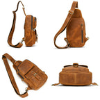 Drover utility sling bag, Tan leather