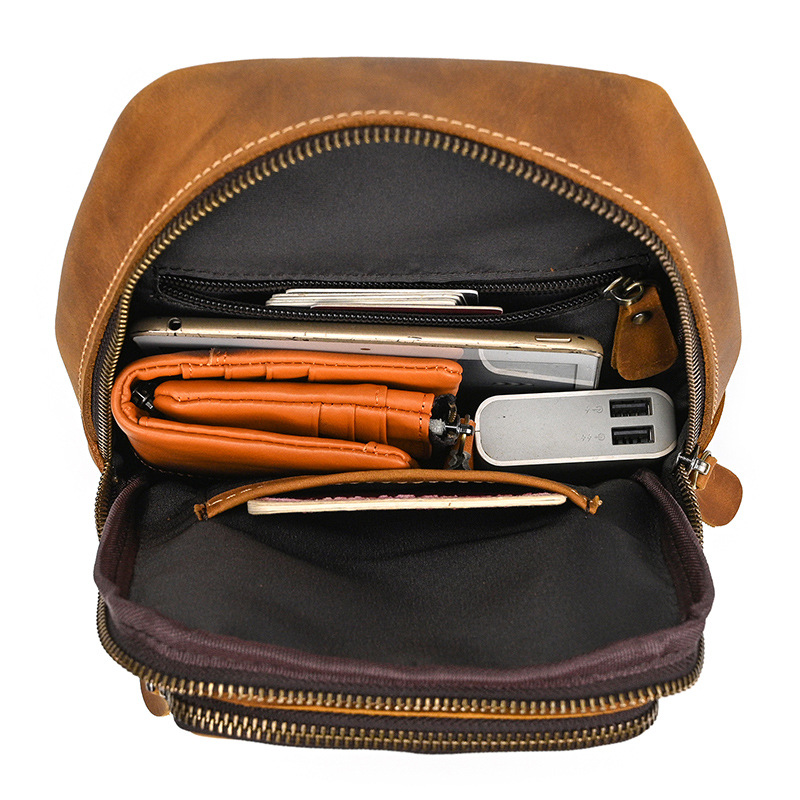 Drover utility sling bag, Tan leather