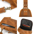 Drover utility sling bag, Tan leather