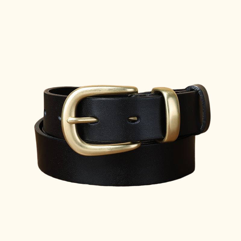 Black women's western leather belt — main