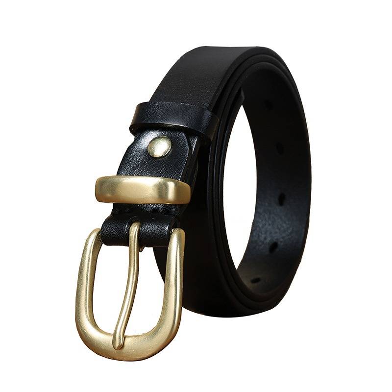 Black women's western leather belt — detail 2