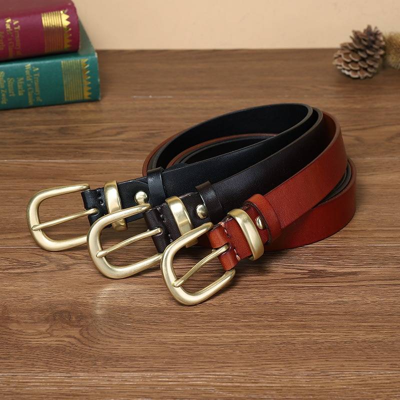 Black women's western leather belt — detail 3