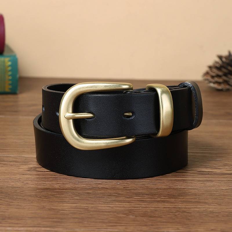 Black women's western leather belt — detail 4