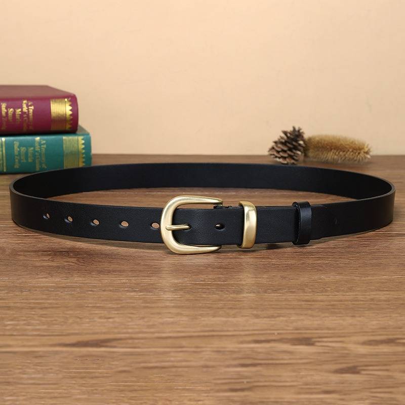 Black women's western leather belt — detail 5