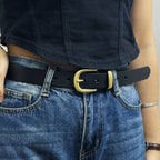 Black women's western leather belt — detail 6