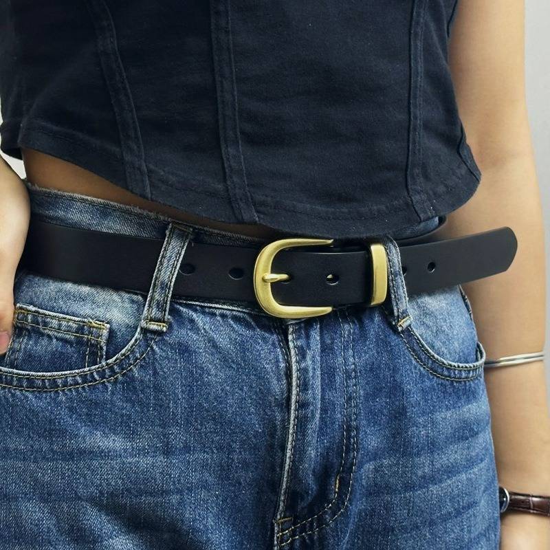 Black women's western leather belt — detail 6