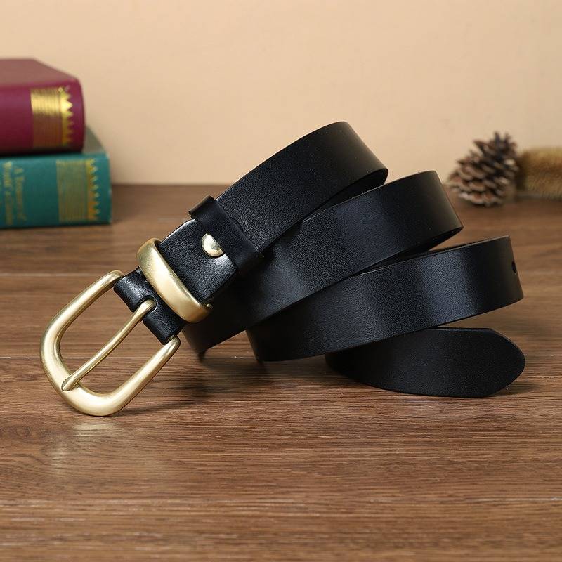Black women's western leather belt — detail 7