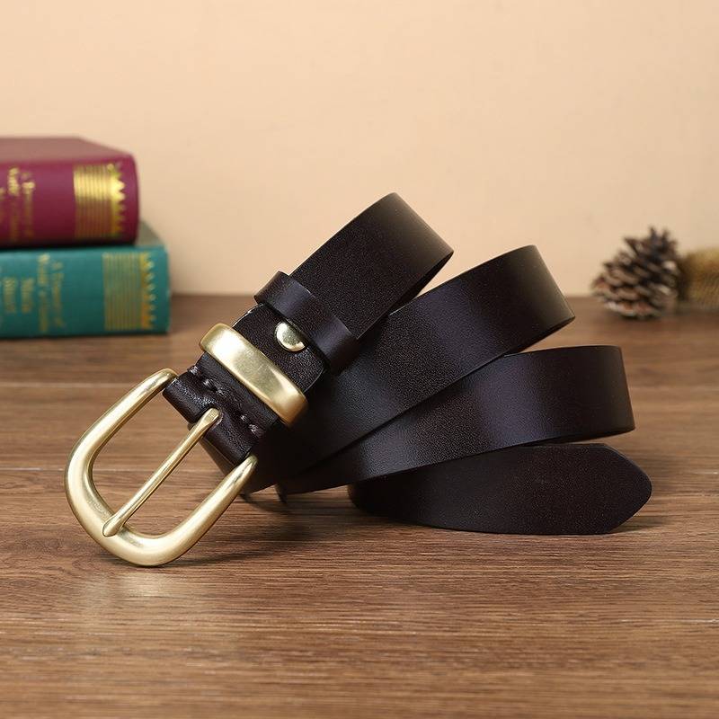 Dark brown women's western leather belt