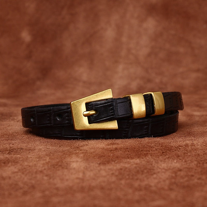 Black women's belt, alloy buckle