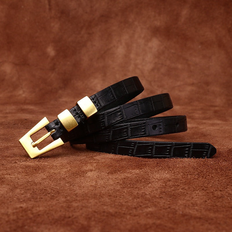 Black women's belt, croc pattern