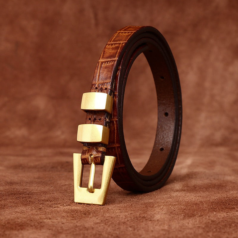Brown women's belt, croc pattern