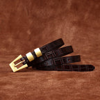 Dark brown women's belt, croc pattern