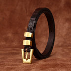 Dark brown women's belt, alloy buckle