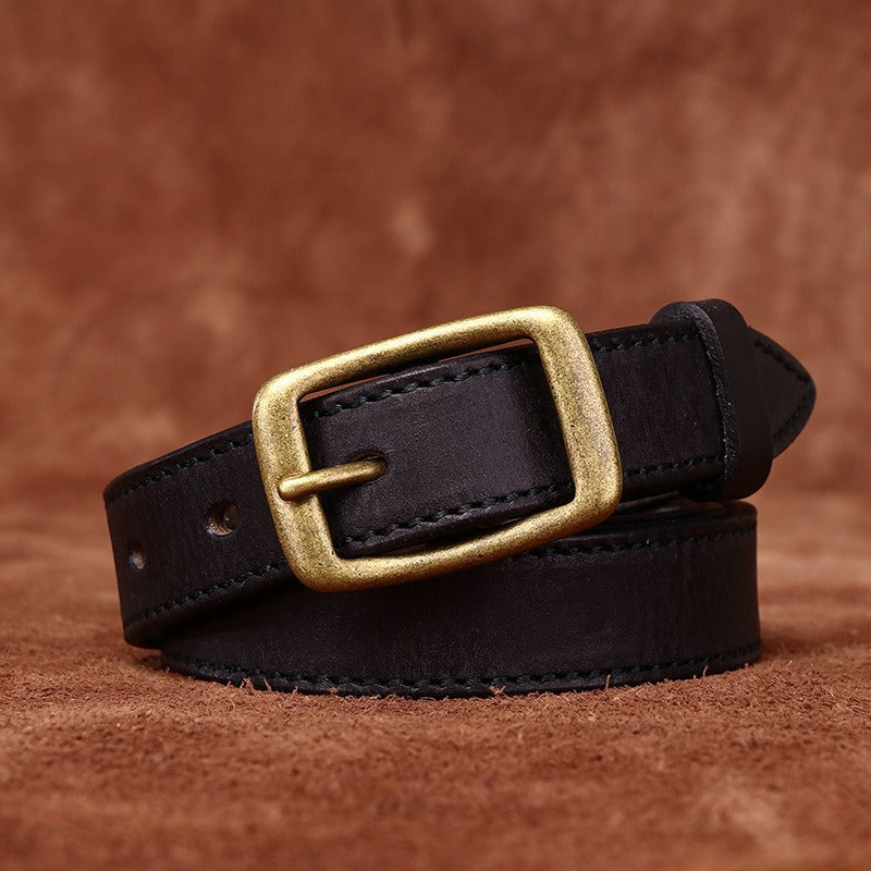 Black women's belt, coiled view
