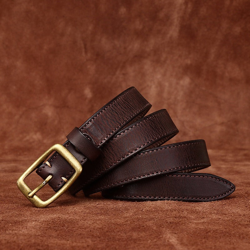 Dark brown women's belt, side view