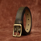 Military green women's belt, coiled view