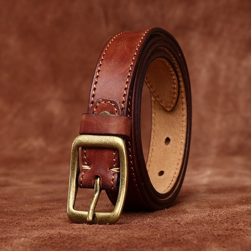 Red brown women's belt, side view