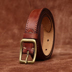 Red brown women's belt, side view