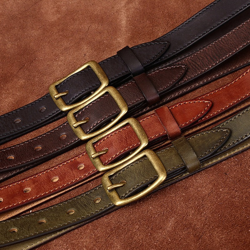 Red brown women's belt, flat lay