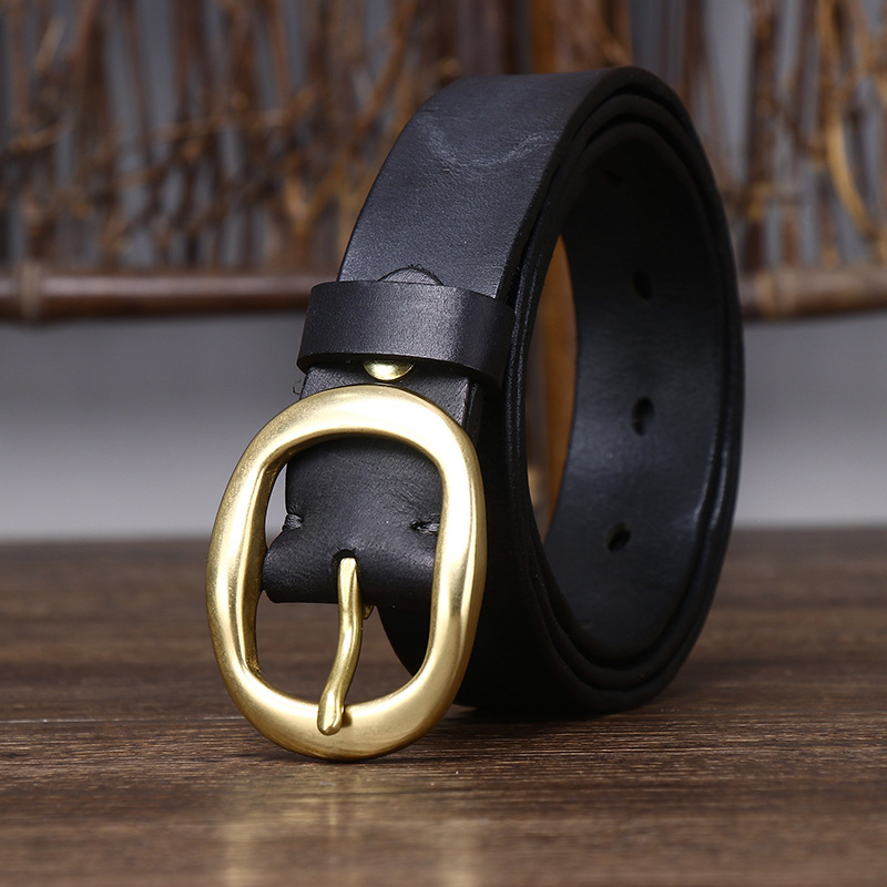 Black women's fashion leather belt