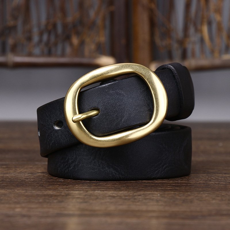 Black women's fashion leather belt detail