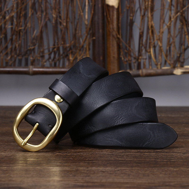 Black women's fashion leather belt buckle
