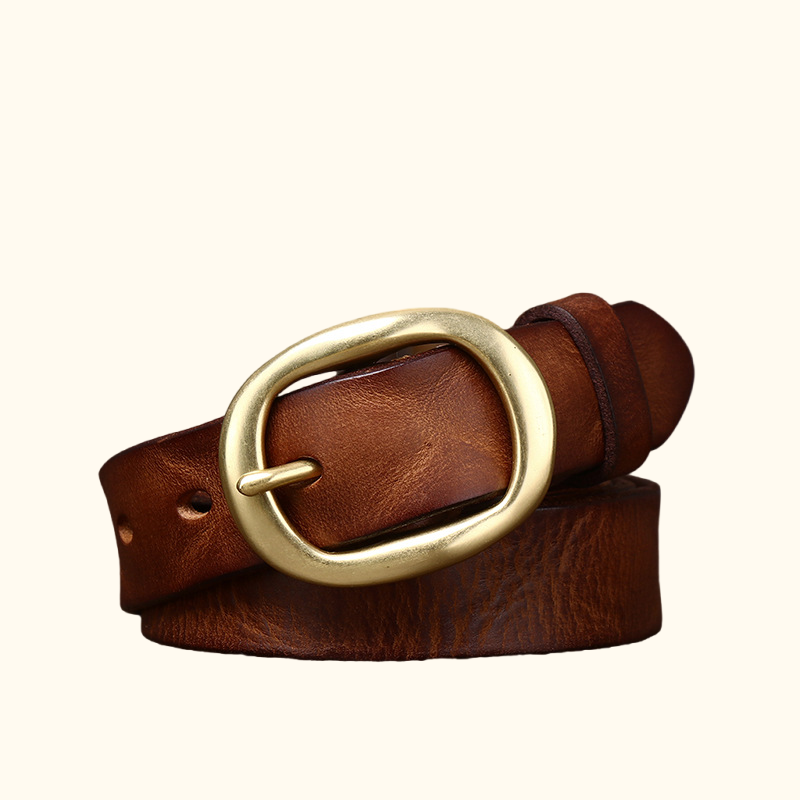 Brown women's fashion leather belt — main