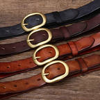 Brown women's fashion leather belt — detail 5