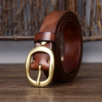 Brown women's fashion leather belt — detail 6